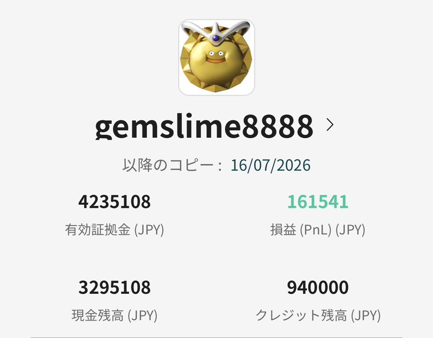 損益がプラス161,541円まで回復した時点の管理画面